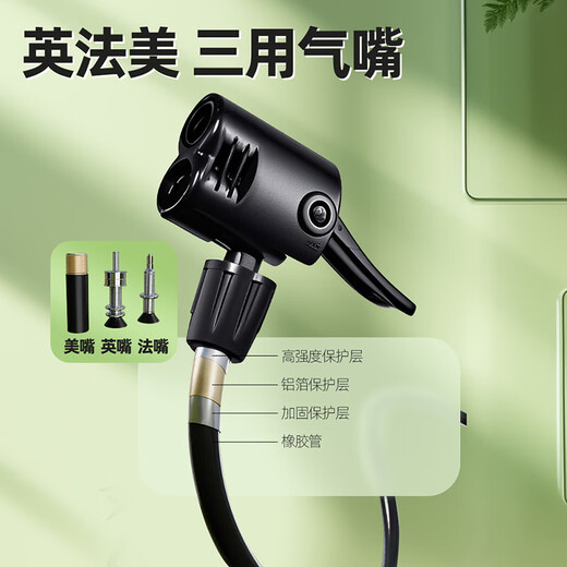 Deli cycling pump high pressure bicycle motorcycle electric battery car car basketball air pump British and American French mouth universal convenient Maca Green 120PSI