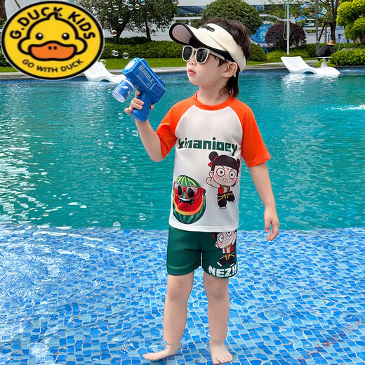 G.DUCKKIDS boys Nezha swimsuit split swimsuit summer 2025 new children's quick-drying children's sun protection baby boy swimsuit Nezha swimsuit 120 cm