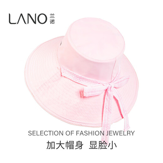 Lannuo double-sided wearable plaid fisherman hat for women 2025 summer new style large brim big head circumference sun protection hat yellow M (56-58cm)