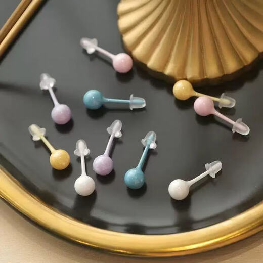 Bioceramic ear piercing women's earrings, hypoallergenic ear sticks, no need to take off ceramic earrings for sleeping, six pairs, free PE gift box, round earrings - full body ceramic