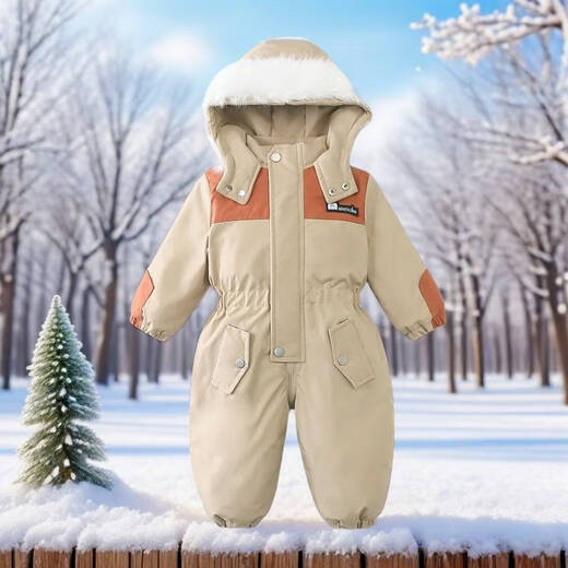 Disney (Disney) children's velvet thickened jumpsuit winter new double zipper ski suit jumpsuit baby crawling suit harem fashion color matching fog blue 110cm 110