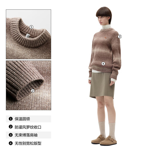 Jiao Nei Repi 503+++ same style temperature-locking gradient round neck pullover sweater for men and women, warm base autumn and winter long-sleeved pullover