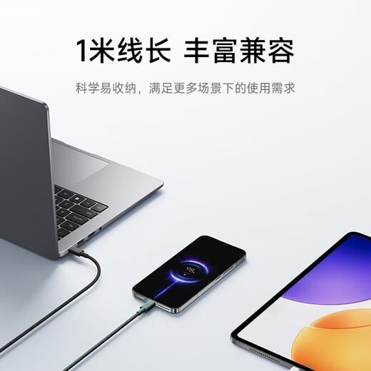 Xiaomi (MI) Xiaomi 6A A-C 1M braided data cable dark green