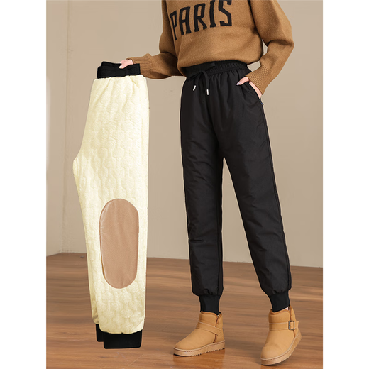 GPHF Japanese thermal cotton pants for women in winter plus velvet and thickening Northeast Harbin cold-proof, waterproof and windproof leggings assault pants black leggings (thickened knee pads) M recommended 80-100Jin Jin equals 0.5 kg