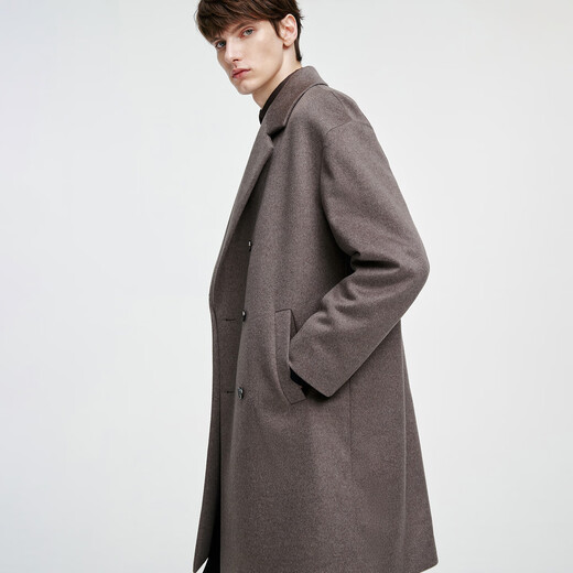 GIOVANNI VALENTINO autumn and winter woolen woolen coat men's mid-length temperament large lapel loose British style woolen coat L