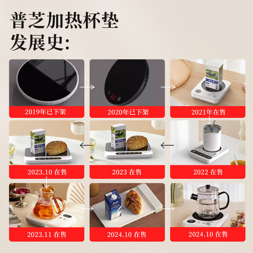 普芝大面板加热杯垫恒温55度杯垫可调温宿舍家用上班族热牛奶神器加热饭盒养生暖杯小型暖菜热饭神器 BD33白色【9档调温+预约开关机】1L