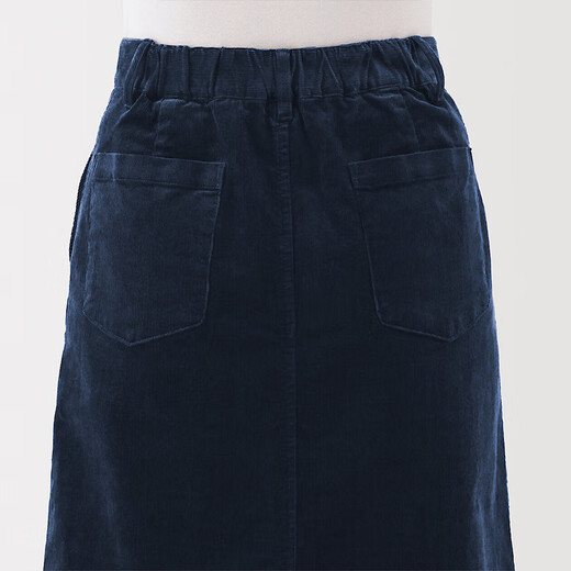 MUJI Women's Stretch Corduroy Narrow Skirt Long Skirt Skirt Women's Fall 25 BE1XWA5A Navy Blue L (165/70A)