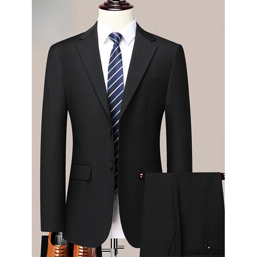 Lilan 2025 Spring and Autumn New Men's Suit Suit Business Casual Professional Wear Formal Tailored Jacket Suit Men GDB/603 Black Suit Suit 2XL 185 140-160Jin Jin equals 0.5 kg