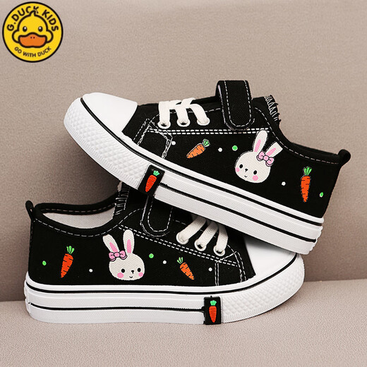 G.duck children's canvas shoes girls' shoes 2025 spring and autumn new soft sole non-slip breathable girls casual shoes boys running shoes cute rabbit pink 20 shoe inner length about 14.0c