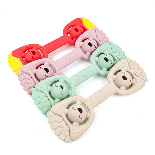 Teething Baby Food Grade Silicone Latex Toothbrush Teething Stick Teething Stick Teething Device Anti-Eating Hand Teether Pacifier Pineapple (Color Matching) Yellow and Green Color Matching 1 Pack