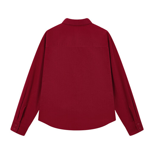 ELLE KIDS Children's Clothing Contrast Color Embroidered Long Sleeve Horse Year New Year Red Shirt Girls Autumn and Winter Corduroy Casual Versatile Top New Year Red 120 (110/120)