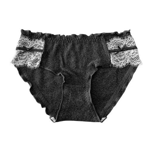 Universal Japanese underwear for women in summer thin pure cotton lace bow breathable low-waist girls briefs light gray 12% off for 5 pieces or more L