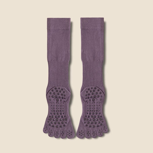 BIBK German Pilates Socks Yoga Socks Women's Professional Non-Slip Socks Sports Fitness Running Cycling Pressure Calf Socks Hemp Gray