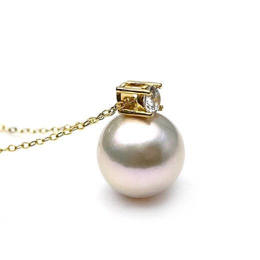 Queen of Pearls Classic Princess Diana Style S925 Silver 12-13mm Freshwater Pearl Pendant for Women Birthday Gift for Wife S925 Silver Yellow Buckle
