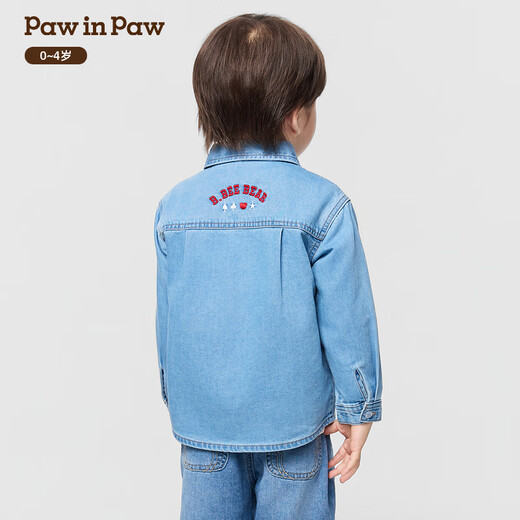 PawinPaw Cartoon Bear Children's Clothing 25th Autumn New Boy Denim Shirt Indigo Denim Blue/55 90