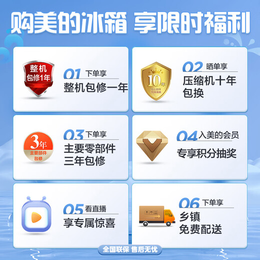 Midea 283 three-door three-door large-capacity household small refrigerator first-class energy efficiency energy-saving air-cooled frost-free double purification odor rental multi-door MR-283WTPZE national subsidy