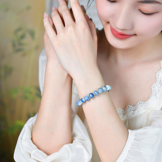 Monet oil painting kyanite bracelet for women 8-12mm kyanite beads loose beads blue crystal beaded bracelet 8mm