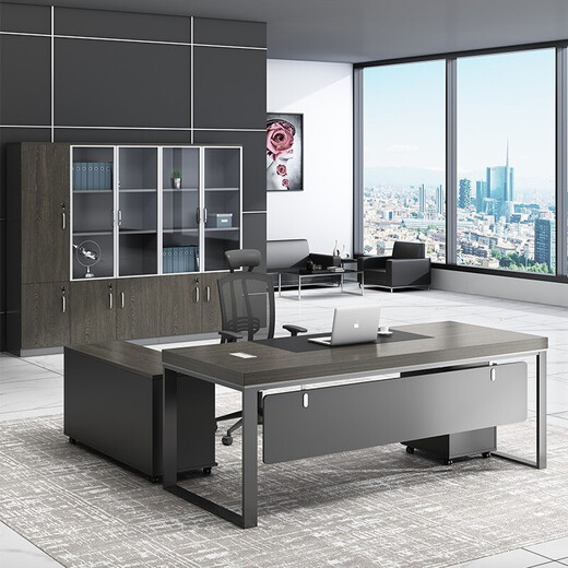 Shengyan simple modern office furniture boss desk and chair combination supervisor desk manager desk executive desk computer desk and chair combination 1400*700 (including movable cabinets and side cabinets)