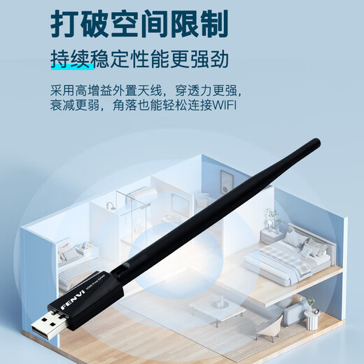 USB无线网卡台式机笔记本家用电脑wifi接收器无线网络信号驱动5G 650M+增强天线（免驱）