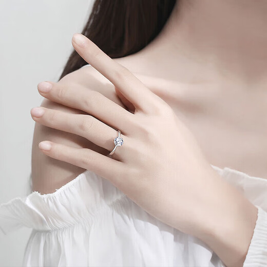 DR Diamond Ring Women's Crown Six-Prong Proposal Wedding Moissanite Ring 1 Carat Confession Birthday Valentine's Day Gift for Girl Crown Diamond Ring 50 Minutes Engraving