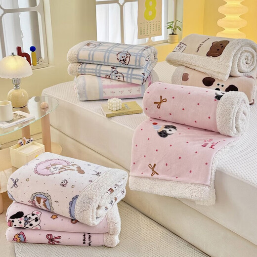 Fantasy A-type three-layer thickened plus fleece milk velvet office nap blanket kindergarten blanket autumn and winter blanket Little Red Riding Hood double-layer thickened high-gram weight milk velvet + lamb's velvet 150*200 single blanket Type A skin-friendly warm can be spread and covered