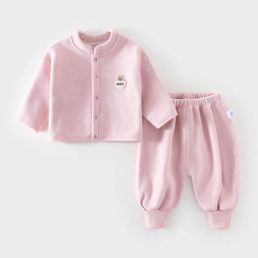 Duoxiluka Baby Austrian Velvet Suit Autumn and Winter Warm Baby Clothes Girls Two-piece Set Children's Spring Clothes Rabbit Pink 80