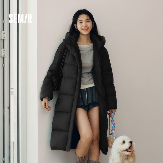 Semir Chen Duling same style down jacket women's 90 velvet long three-proof winter loose hooded jacket simple 109724113001