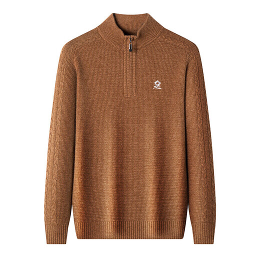 梦特娇（MONTAGUT）2025年新款羊绒衫秋冬毛衣男士新款加厚保暖打底中年爸爸装送礼 花米驼 5XL 195【 建议210-230斤穿】