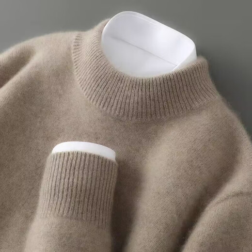 ROMON's new autumn and winter thickened half turtleneck pure wool sweater men's pullover loose knitted bottoming warm men's sweater dark gray half turtleneck L
