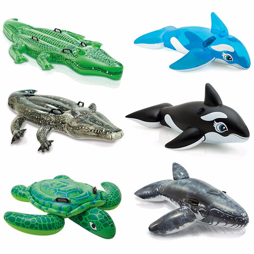 INTEX thickened children's water inflatable mount goddess floating bed toy unicorn mount animal shaped swimming ring water spray battle spaceship mount blue