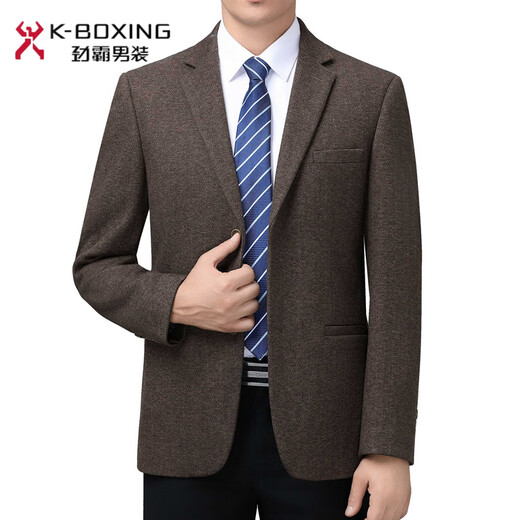 K-Boxing Men's Cashmere Suit Men's Business Casual Men's Middle-aged Wool Professional Suit Jacket Non-ironing Thickened Top 621-2 Brown S 165/46