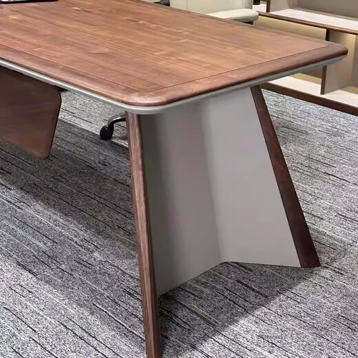 Solid wood desk executive desk new Chinese style North American black walnut president high-end office modern minimalist furniture executive desk 2.6 meters (ash wood)