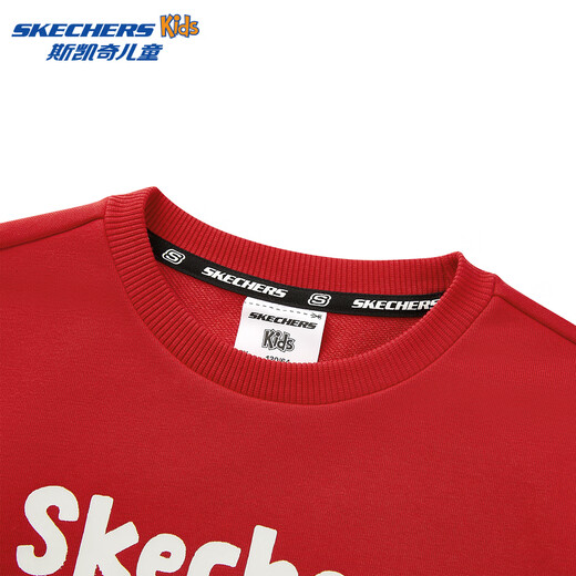 Skechers Children's Spring Series Autumn and Winter Children's Clothes Red Raglan Sleeves Fashionable and Versatile Sweater L126K020