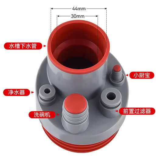 Dezhong kitchen sewer three-way sewer drain pipe three-way anti-odor artifact joint three-in-one multi-function integrated drain p157