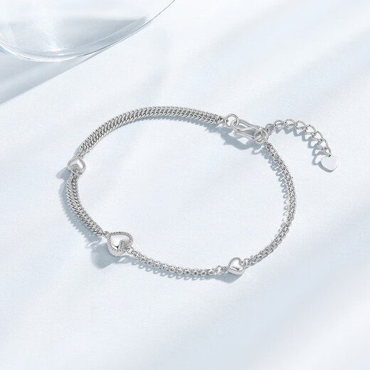 Chao Acer Platinum Love Platinum Bracelet for Women PT950 Platinum Stacked Bracelet Birthday Gift for Women Price includes labor cost 510 yuan, chain length is about 15cm + tail chain 3.7 grams