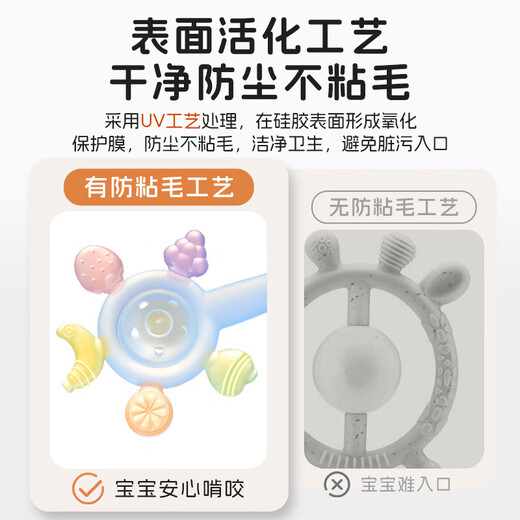 HOY BELL Manhattan hand ball baby toy silicone chewable teether baby rattle 3 to 6 months old 0 to 1 years old fruit rattle teether pink