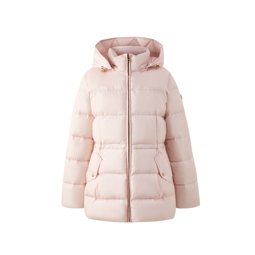 ELAND【鎏光鹅绒服】衣恋羽绒服女连帽中长款外套新款 浅粉色(26)L/Pink S /160