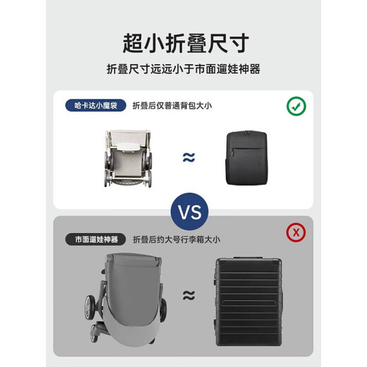 Hakkada Official Direct Sales Stroller Lightweight Foldable Hand Push for Children Aged 0 to 3 Basic Model - Elephant Gray