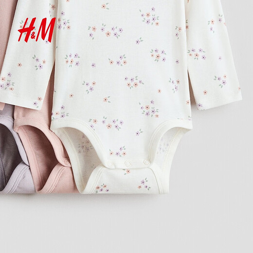 H&M 2026 new spring children's clothing for baby girls 3-piece printed sweatshirt 1265824 light purple/flower 59cm 59/40 (1-2M)