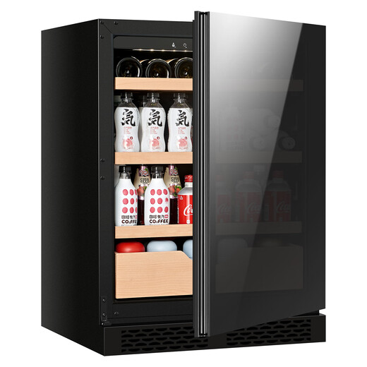 PULADI frequency conversion level 1 energy efficiency frost-free ice bar home living room refrigerator tea office refrigerator freezer built-in red wine cabinet tea refrigeration and fresh cabinet light luxury mirror frequency conversion level 1 energy efficiency dual temperature-wine cabinet concealed handle