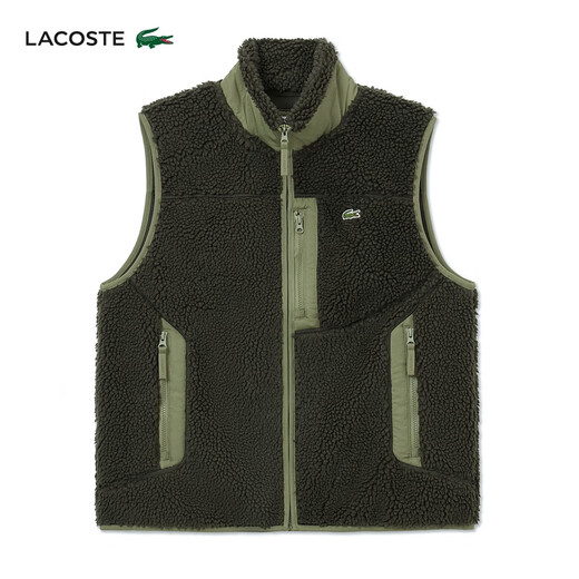 Crocodile (LACOSTE) Wang Yibo's same style LACOSTE French crocodile men's winter all-match warm vest jacket | BH2839 IER/dark green/khaki green One size fits all 6 185