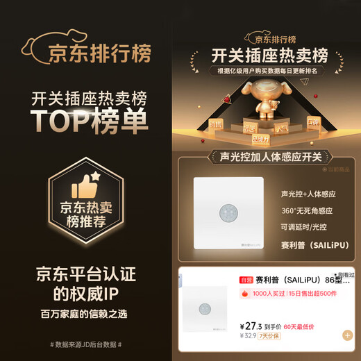 SAILiPU 86 type concealed sound and light control plus human body induction switch 220V infrared sound control two-in-one delay induction panel high power with adjustment second line 300W