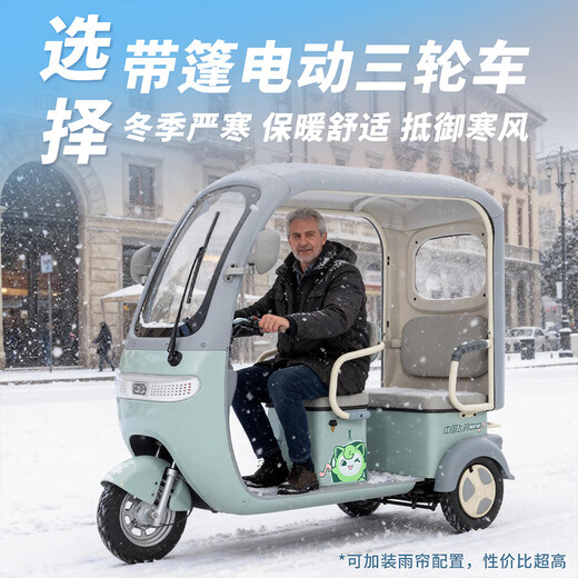 Flying Pigeon electric tricycle for the elderly, household electric tricycle for adults, small-sized, covered, all-in-one pick-up and drop-off for children Chaowei/Tianneng 600W60V24AH black gold about 120 miles