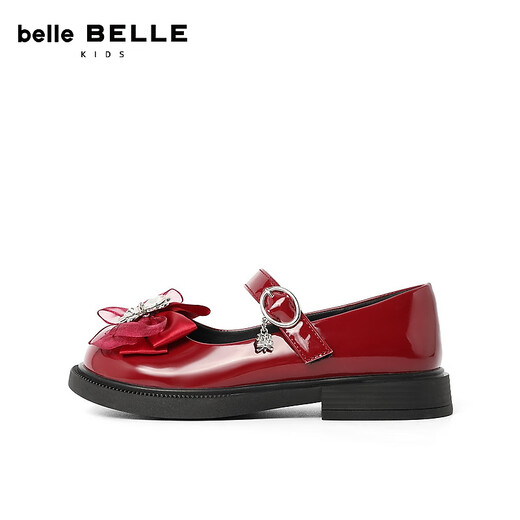 Belle Princess Style Comfortable Leather Shoes Girls 24 Spring New Mall Same Style Mary Jane Shoes A5119A84 Burgundy 30