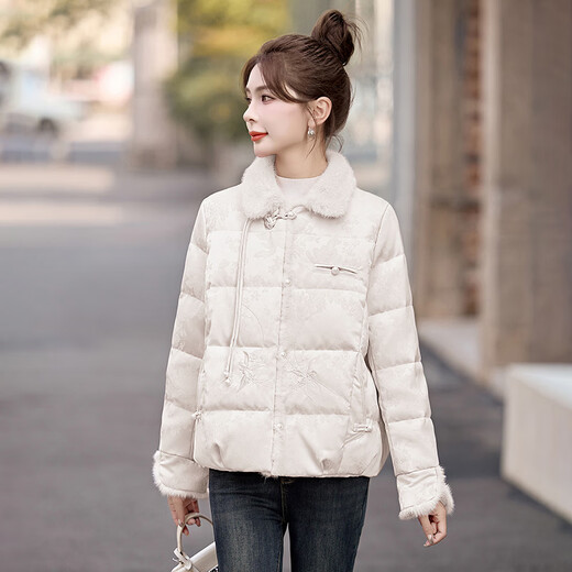 LISM shopping mall same style high-end down jacket new Chinese style for women today's popular temperament mink velvet embroidery pink S