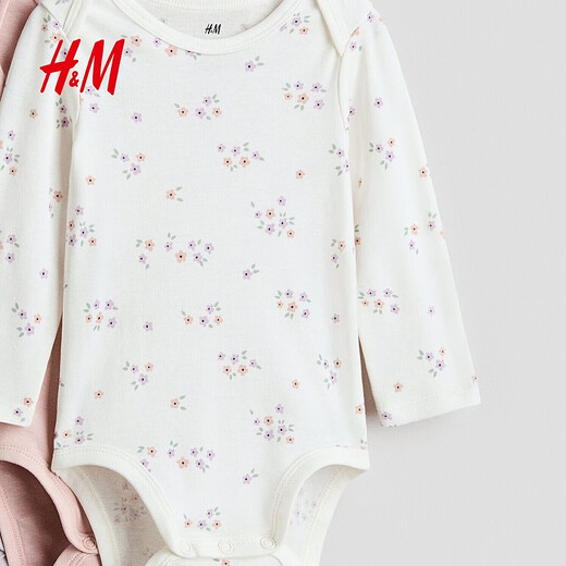 H&M 2026 new spring children's clothing for baby girls 3-piece printed sweatshirt 1265824 light purple/flower 59cm 59/40 (1-2M)