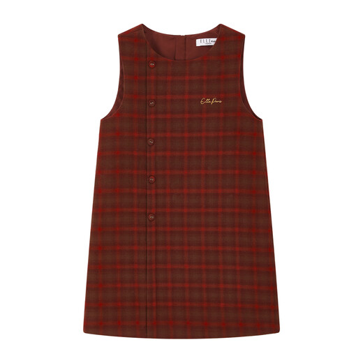 ELLE KIDS children's clothing Christmas and New Year plaid vest skirt girls autumn and winter festive atmosphere retro red skirt