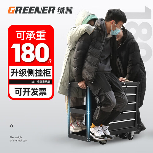 GREENER Auto Repair Tool Cart Drawer Hardware Repair Small Push Box Multifunctional Mobile Heavy Tool Cabinet Workshop Use Space Upgrade DA-24 Green Black + Backplate Package 80% Customer Choice