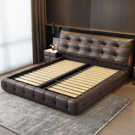 Aiyoushang Lawrence Leather Bed Master Bedroom King Bed 2025 New Modern Light Luxury Double Bed 2m