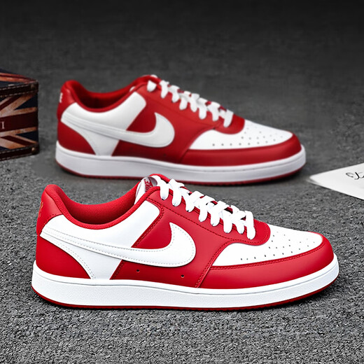 耐克（NIKE）男鞋板鞋 2026新款春季时尚运动鞋舒适耐磨低帮运动休闲鞋滑板鞋 COURT VISION/白红 【新年推荐】 44